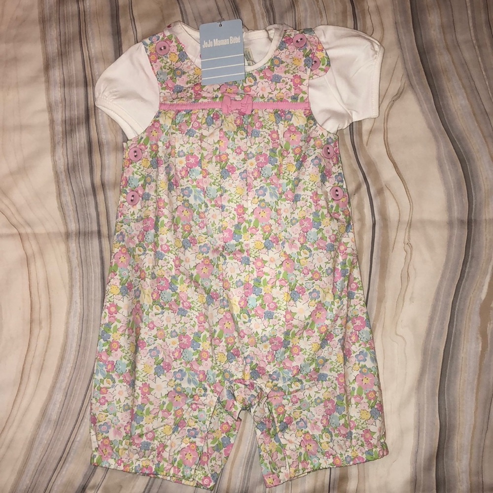 NWT JoJo Maman Bebe Floral Romper, 6-12 months
